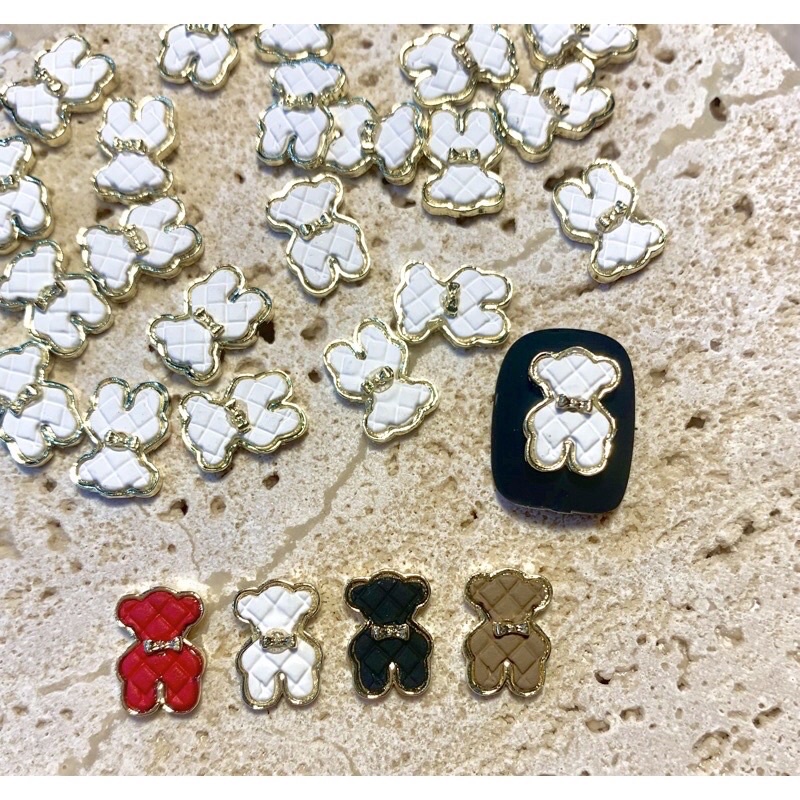 Phụ kiện charm gấu lụa nail nhiều màu