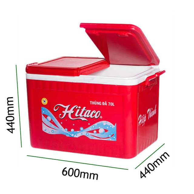 Thùng Đá 70 Lít (70L) Hitaco (Nhựa Hiệp Thành) Hai Nắp ( 2 nắp) Có Vòi Xả Cứng Cáp, Giữ Lạnh Lâu- Đồ Gia Dụng Hoacosa