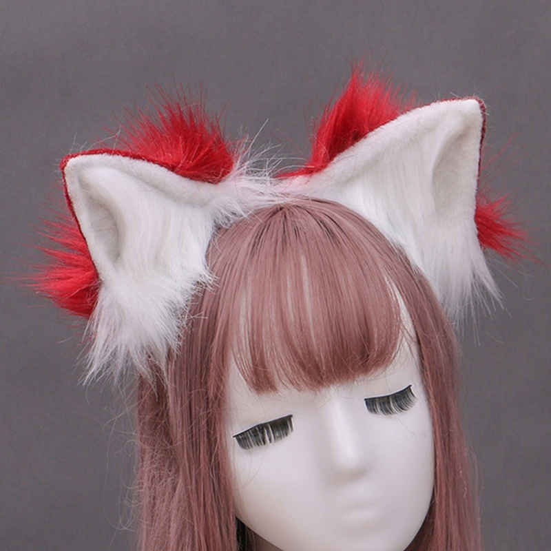 Băng Đô Tai Sói Phối Lông Màu Sắc Tương Phản Phong Cách Lolita