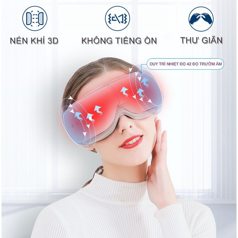 MÁY MASSAGE MẮT ED-1108 Công Nghệ Áp Suất Túi Khí Kèm Nhiệt, Ấn Huyệt, Mát Xa Mắt BẢO HÀNH 12 THÁNG