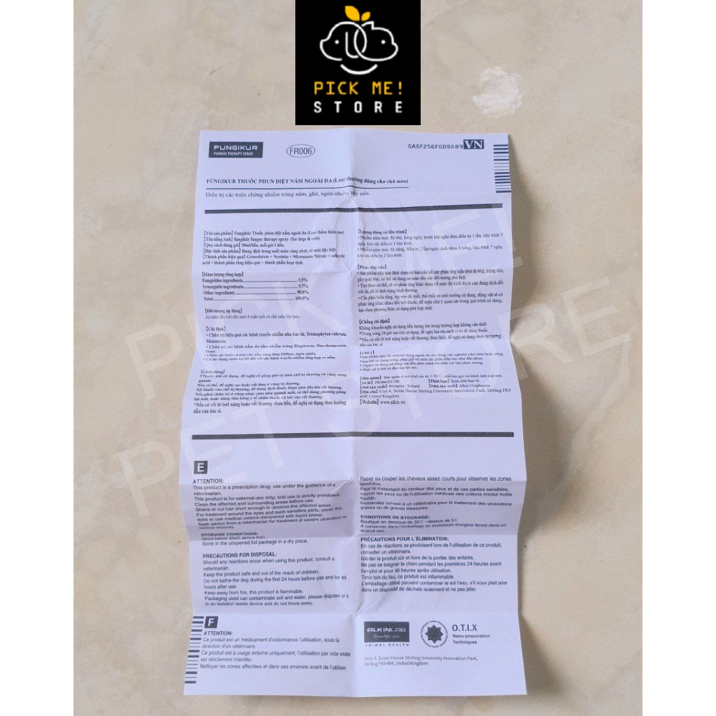 Xịt Nấm Ngứa, Ghẻ Fungikur, Mitecyn Cho Chó Mèo