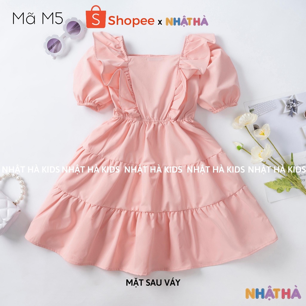 Váy bé gái công chúa M5 dáng xòe thiết kế tay bồng siêu xinh size đại từ 12-43kg