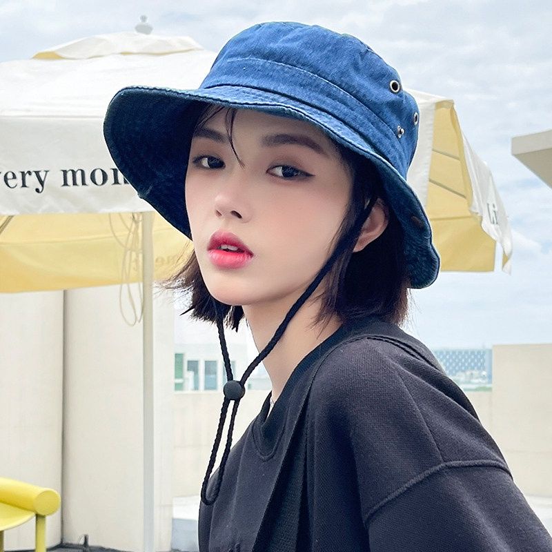 MŨ CAO BỒI DENIM TRƠN HÀNG ĐẸP CÓ DÂY RÚT PHÍA SAU