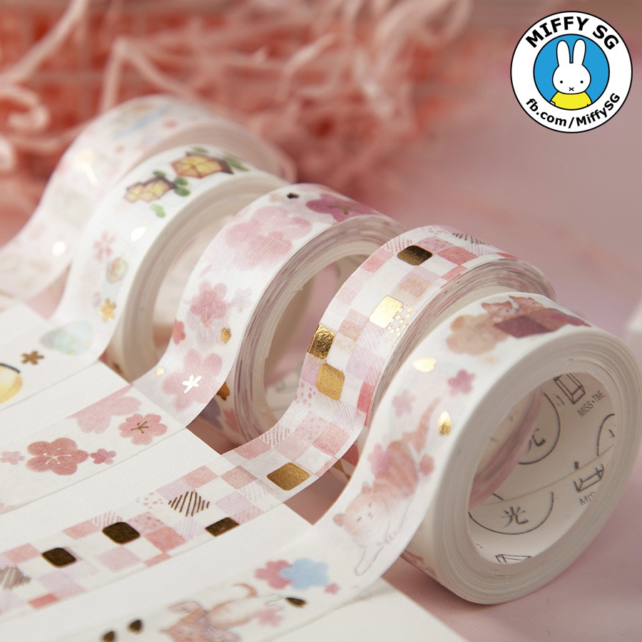 Băng dán washi tape THIẾP VÀNG - NHẬT KÝ MIU MIU