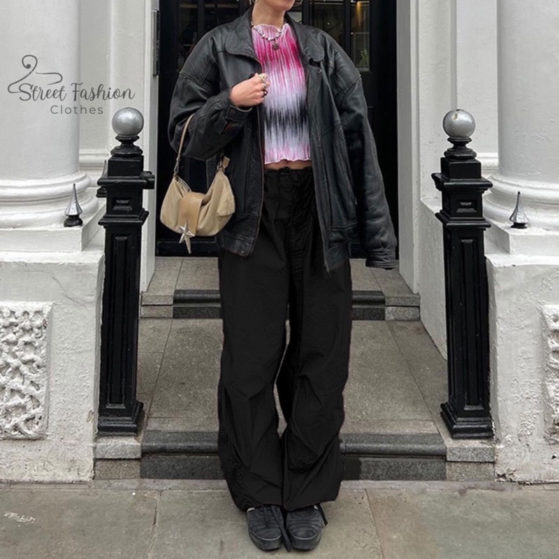 Quần suông cargo nữ dây rút eo thời trang cá tính, trending 2022