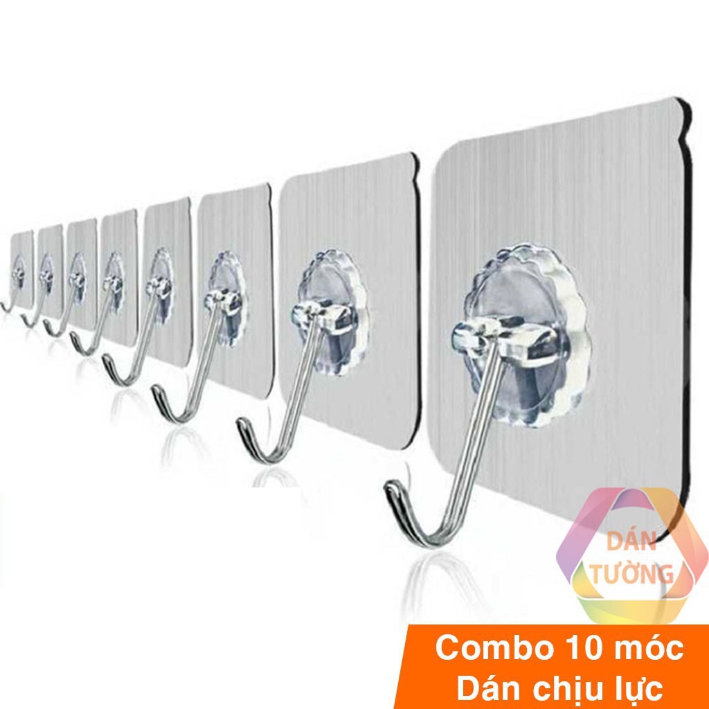 Bộ 10 móc dán tường siêu dính trên gạch men, kính