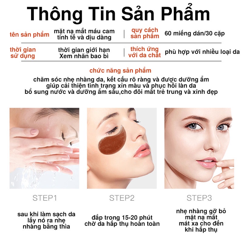 thành phần trái cây Mặt Nạ Mắt dưỡng trắng cấp ẩm Bioaqua mắt chống bọng, chống thâm mắt 60 miếng dán/30 cặp