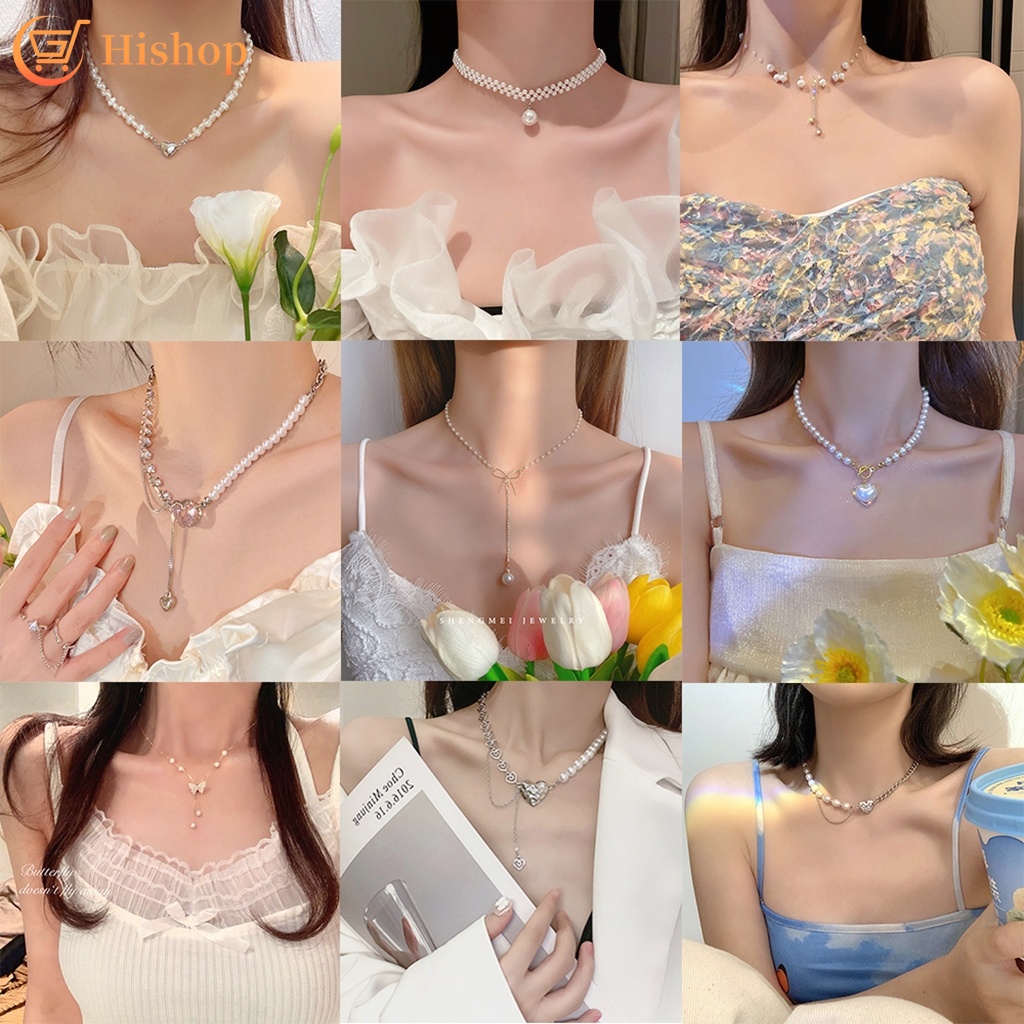 Vòng Cổ Choker Hình Trái Tim Đính Ngọc Trai Sang Trọng