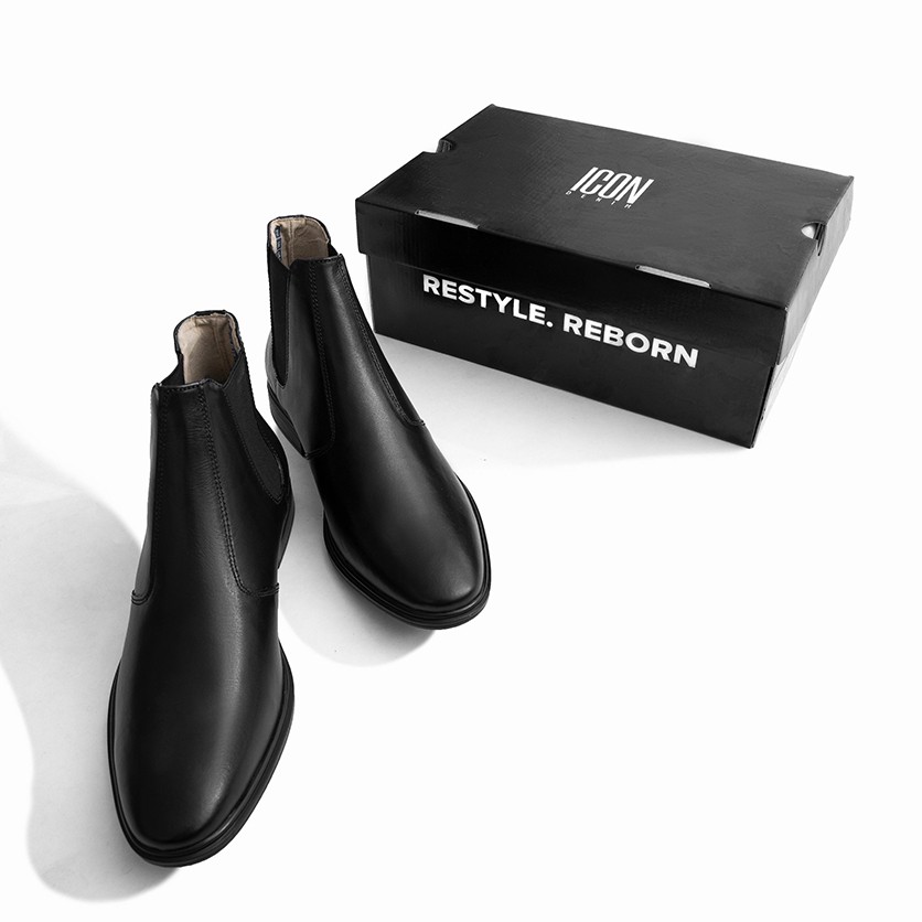 Giày Chelsea Boot Nam ICON DENIM All Black