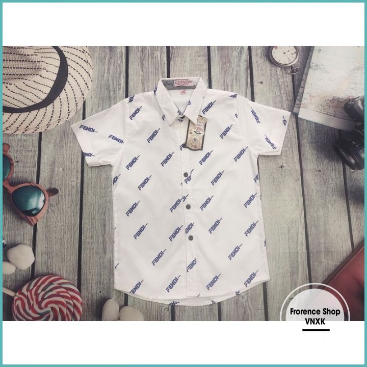 Áo somi bé trai  tay ngắn từ 2 - 6 tuổi áo sơ mi trẻ em chất liệu kate thun co giãn size từ 12-22 kg