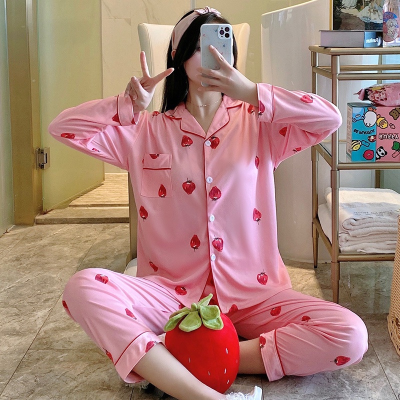 Bộ Ngủ Pijama Nữ HÀNG CÓ SẴN Bộ mặc nhà, Bộ Đồ Ngủ Chất Liệu Cotton Sợi Tơ Sữa Dài Tay Họa Tiết Dễ Thương Cao Cấp