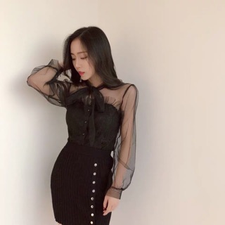 Áo chiffon voan mỏng phối ren