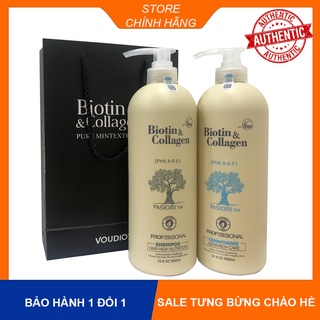 Cặp Dầu Gội Xả BIOTIN & COLLAGEN Trắng - BIOTIN COLLAGEN Giảm Rụng Tóc, Kích Thích Mọc Tóc Phục Hồi Khô Sơ Hư Tổn 1000ML