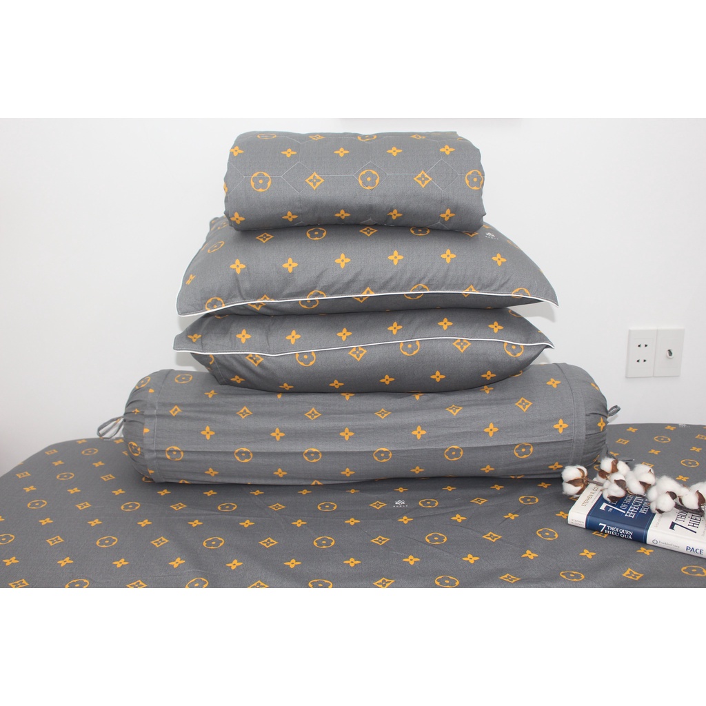 Drap Cotton Khaly Cao Cấp - LV Xám - vải dày dặn, mát mẻ, siêu thấm mồ hôi