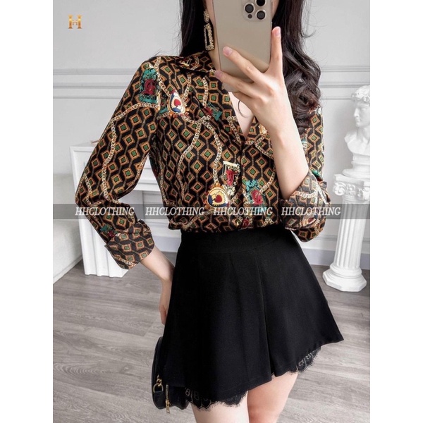 Áo sơ mi dài tay hoạ tiết HH Clothing