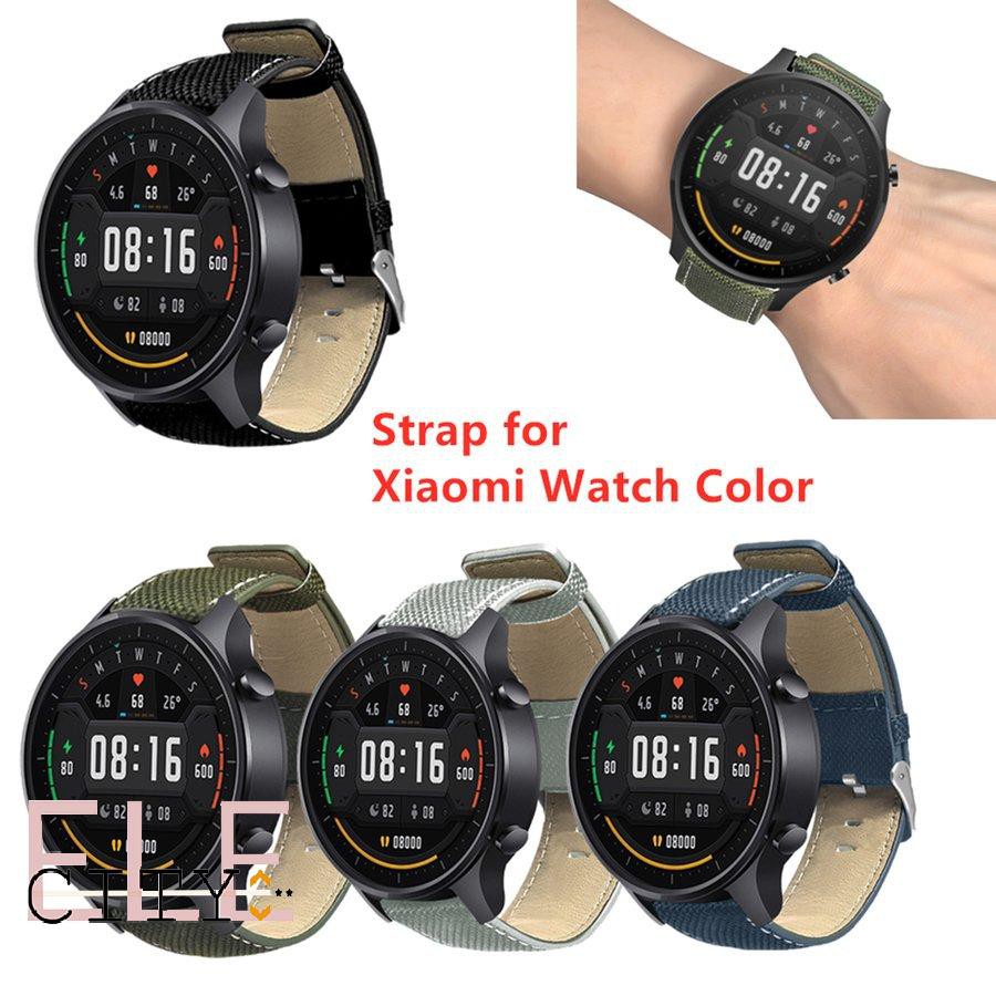 1 Dây Đồng Hồ Đeo Tay Bằng Vải Bạt + Da Nhiều Lỗ Dễ Tháo Gỡ 22mm Cho Xiaomi Watch Color