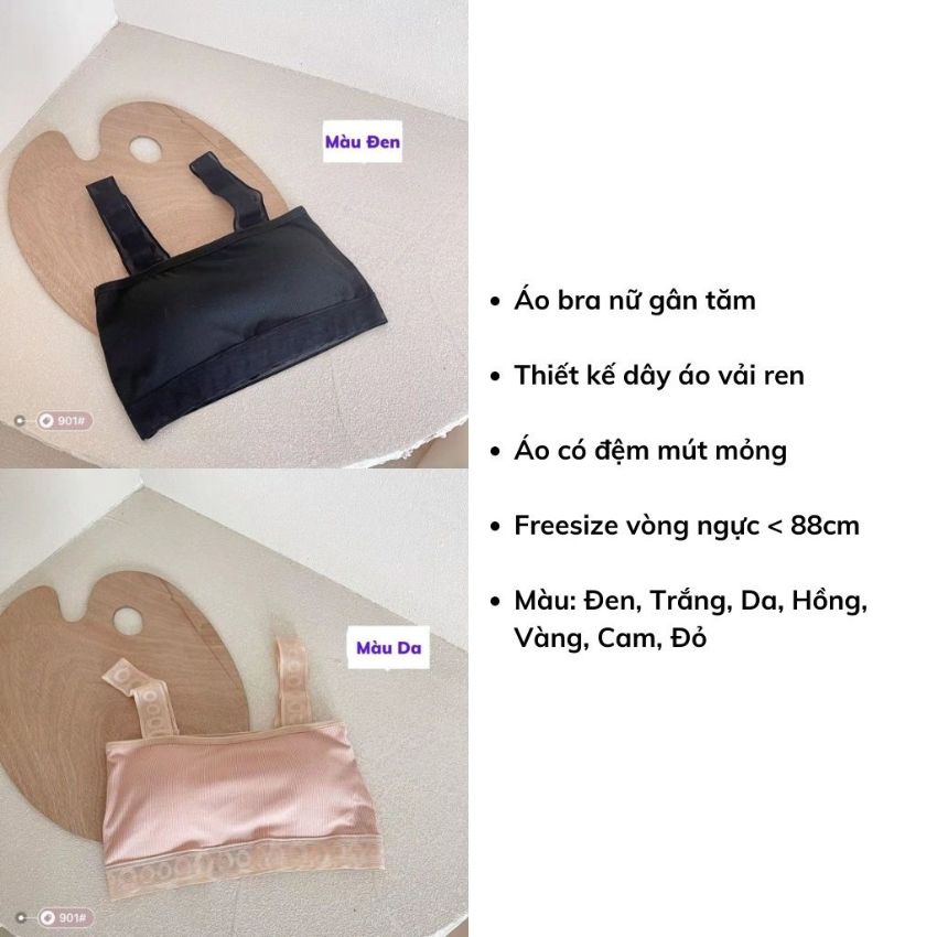 Áo bra nữ 2 dây ren gân tăm, áo ngực kiểu Bralette đệm mút ngực mỏng đẹp và dễ thương B901