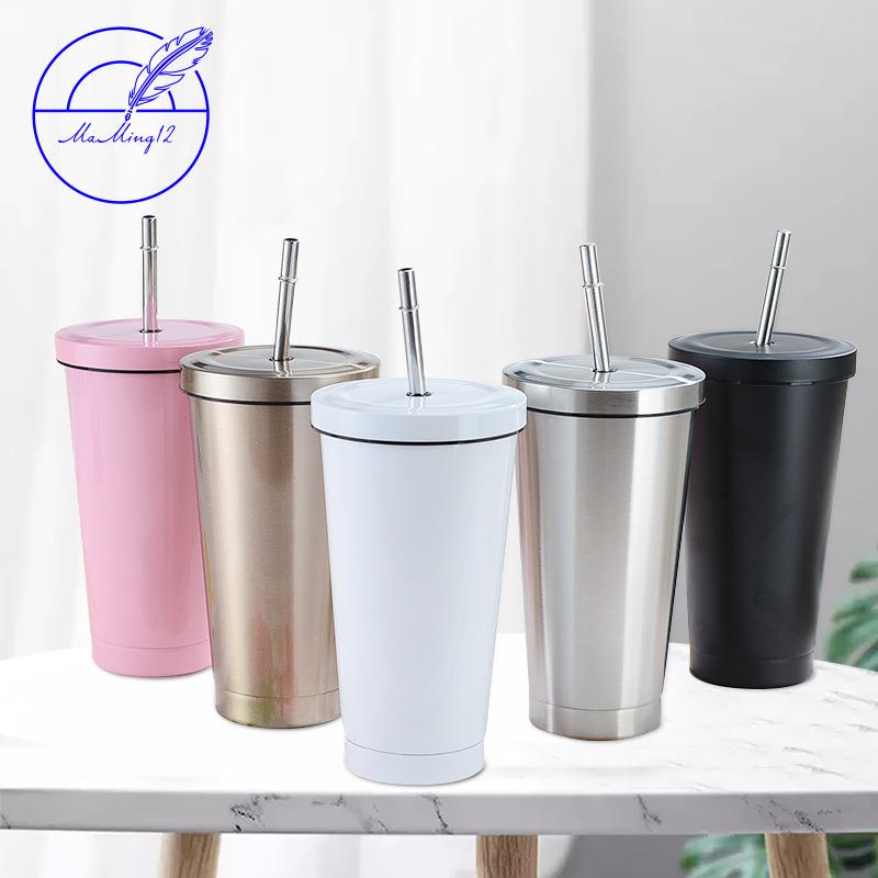 Bình Nước Giữ Nhiệt Bằng Thép Không Gỉ 304 Hai Lớp Có Ống Hút Tiện Dụng