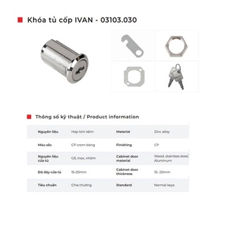 Ổ Khoá Tủ Cốp Ivan Full Size 2 Phân, 3 Phân (Chính Hãng)