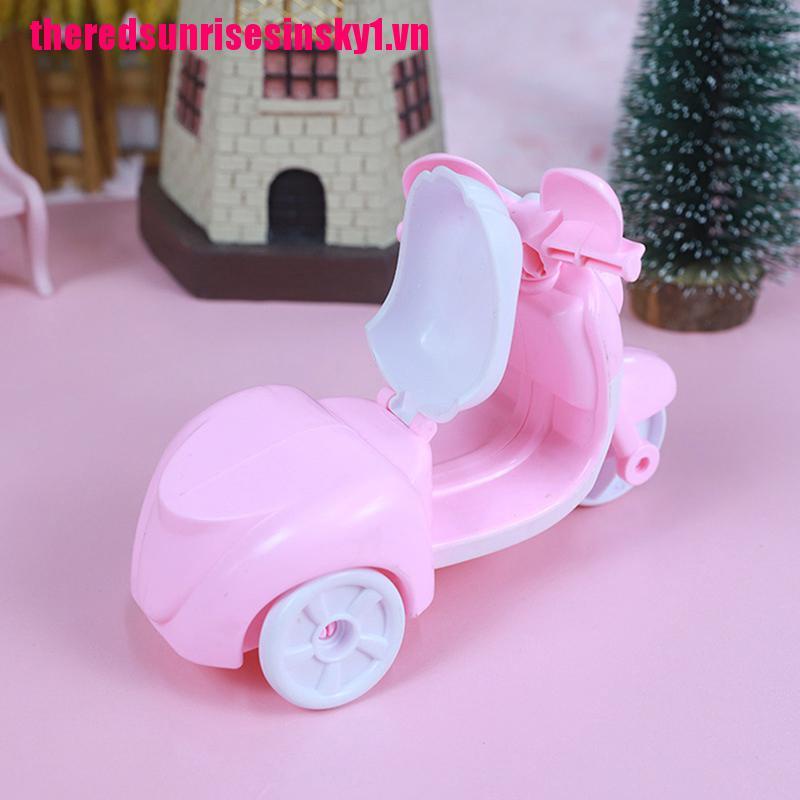 1 Mô Hình Xe Mô Tô Mini Màu Hồng Cho Nhà Búp Bê