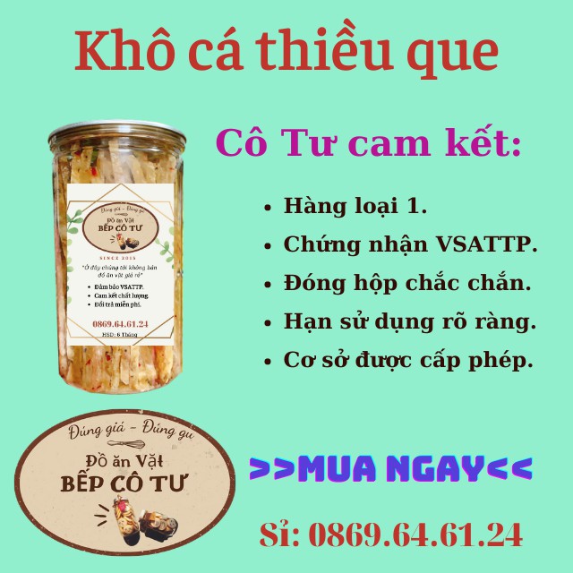 Khô cá thiều que đóng hộp hàng siêu thị thương hiệu Bếp Cô Tư