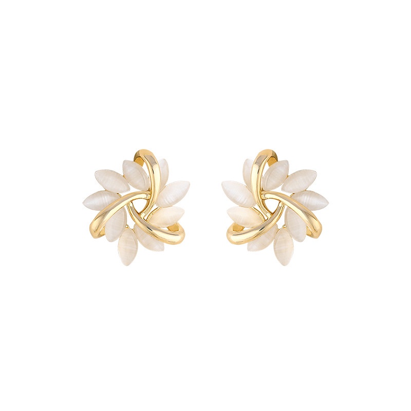 Bông Tai Mạ Bạc 2022 S925 Đính Đá Opal Hình Hoa Hướng Dương