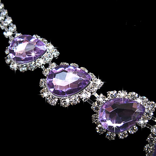 (Hàng Mới Về) Bộ vòng cổ + Bông Tai Đính Đá Pha Lê Hình Giọt Nước Sang Trọng