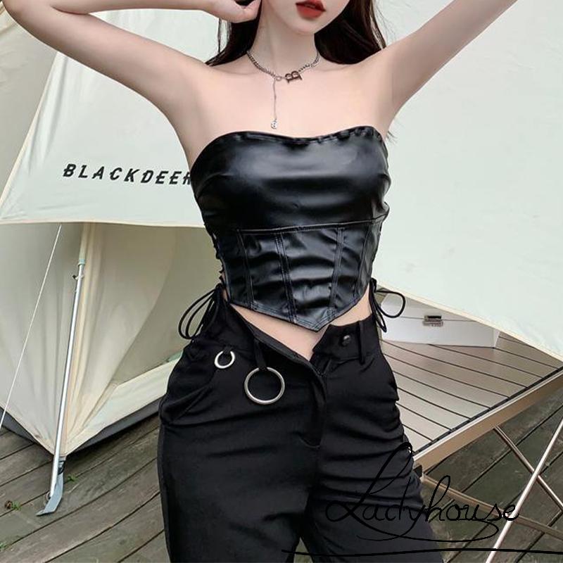 Áo Croptop Không Tay Hở Lưng Màu Trơn Thiết Kế Độc Đáo Thời Trang Cho Nữ