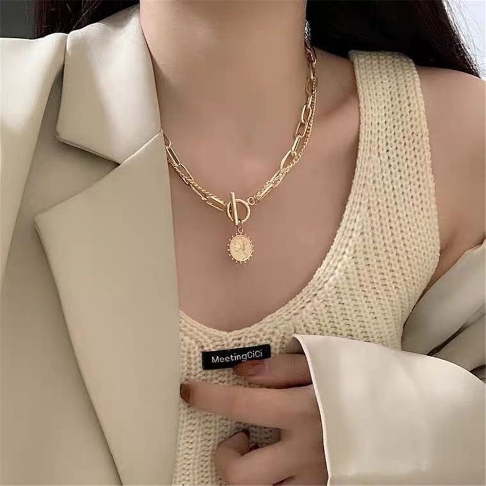 💜Layor💜 Vòng cổ Choker bằng thép không gỉ mặt đồng xu nhiều màu thời trang cho nữ