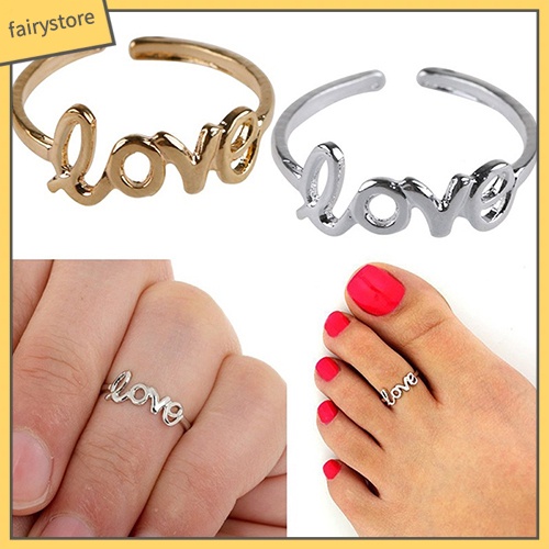 Nhẫn đeo ngón tay/ ngón chân phối chữ Love thiết kế đơn giản cho nữ