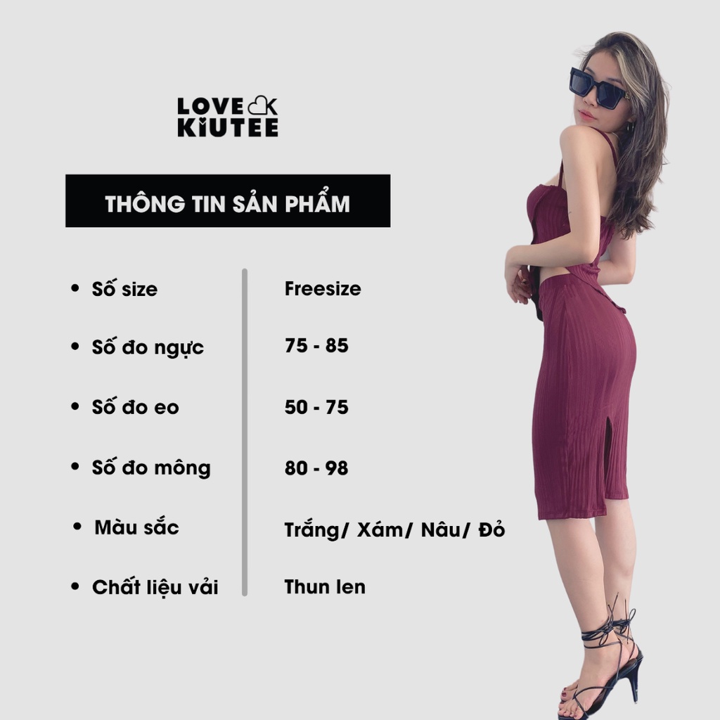 Chân váy xẻ đùi Stay A While Midi Skirt vải ôm co dãn LOVEKIUTEE