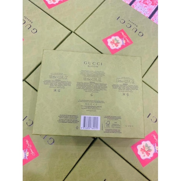 Set Nước Hoa nữ Gu Xì BLOOM GIFT SET (EDP 100ml + EDP 7.4ml + Body Lotion 100ml)