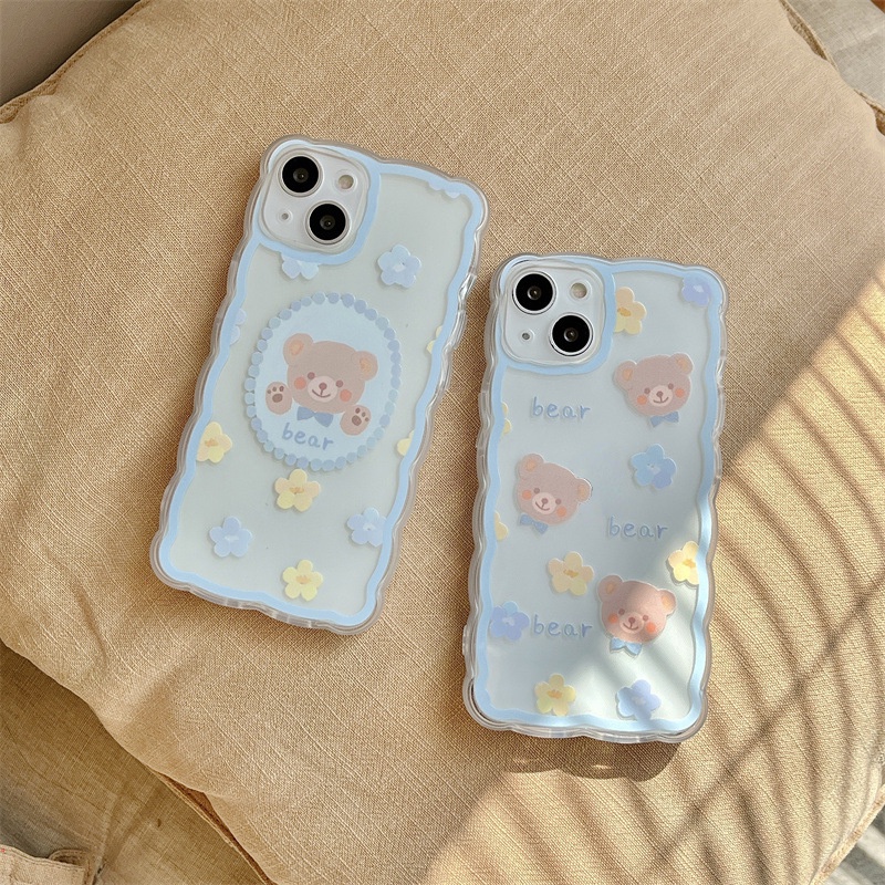 Ốp Điện Thoại Trong Suốt Họa Tiết Hoa / Gấu Hoạt Hình Dễ Thương Cho IPhone 13 11 12 Pro Max XR Xs Max 6 7 8 Plus