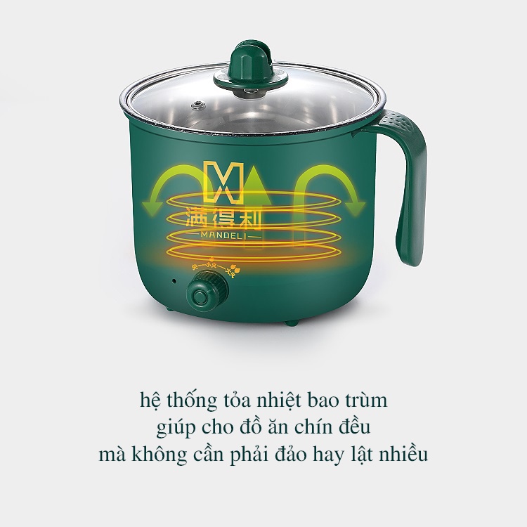 Nồi Nấu Cơm/Lẩu Đa Năng 2 Tầng Có Tay Cầm 1,8L Mẫu Mới MÀU XANH - NỒI 2 NẤC NHIỆT