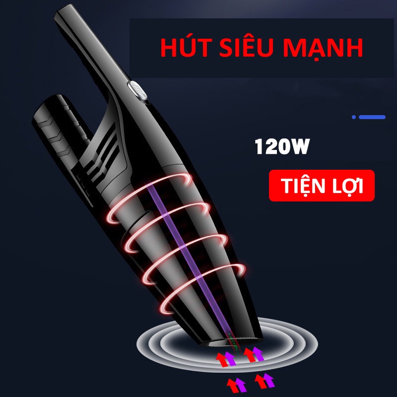 Máy Hút Bụi Cầm Tay - Máy Hút Bụi Mini Hút Cực Mạnh 120W, Dùng Cho Ô Tô Và Gia Đình, Bảo Hành 12 Tháng