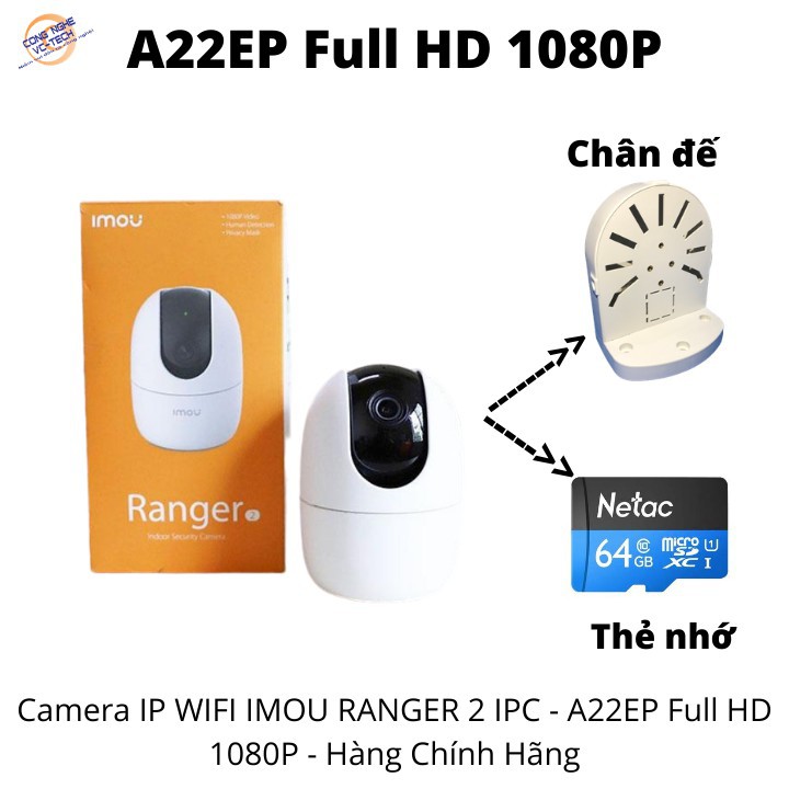 Camera IP WIFI IMOU RANGER 2 IPC - A22EP Full HD 1080P - Hàng Chính Hãng | WebRaoVat - webraovat.net.vn