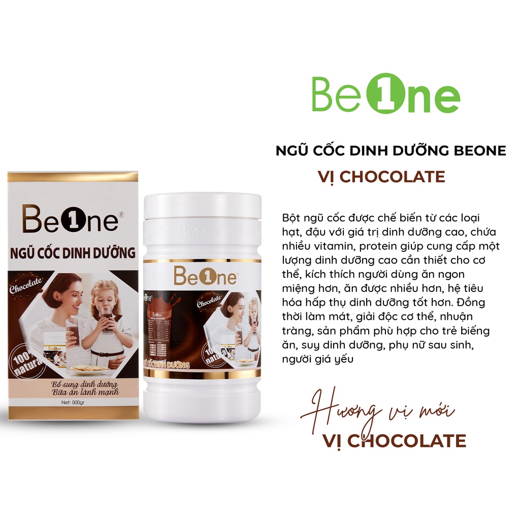 Combo 2 hộp Bột ngũ cốc dinh dưỡng BEONE giảm cân, tăng cân, lợi sữa Vị chocolate hộp 500gr