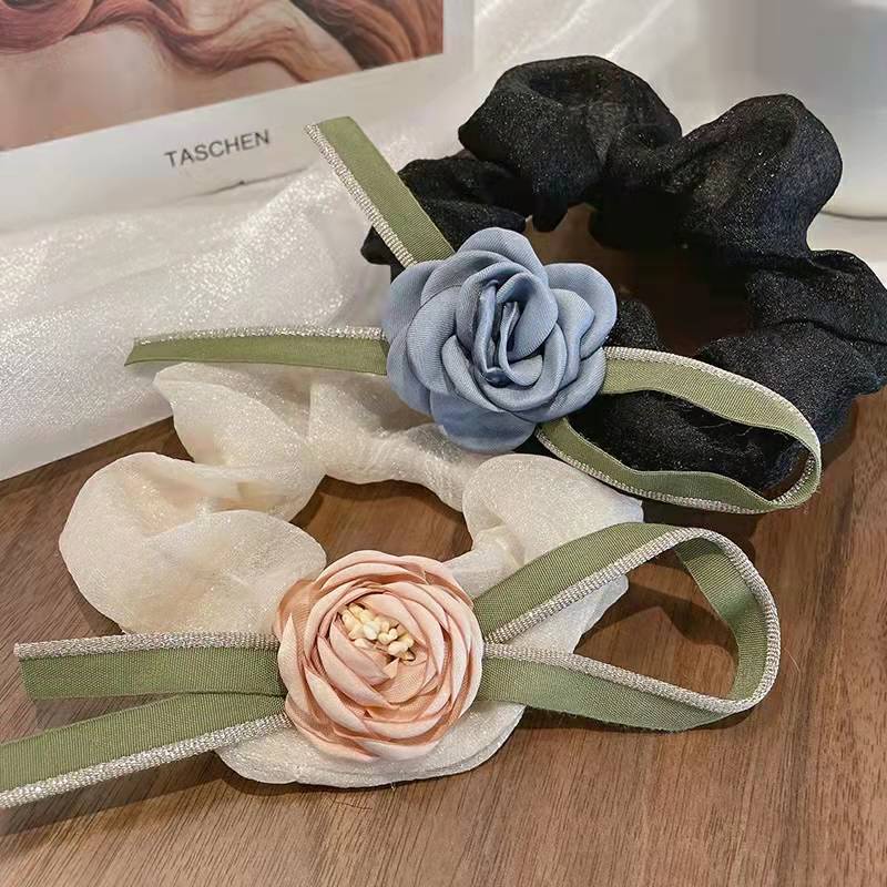 Dây Buộc Tóc Cao Su Co Giãn Đính Hoa Trà Thời Trang Mùa Hè 2023
