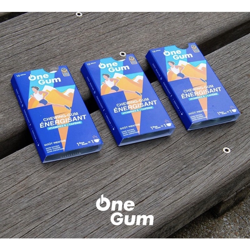 Kẹo cao su tăng lực Onegum - Singum tăng lực Pháp vỉ màu xanh 10 viên