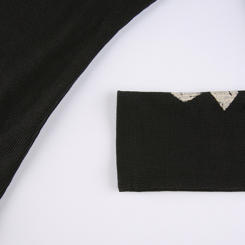 Áo Thun Tay Dài In Chữ Thập Phong Cách Vintage Thời Trang Mùa Thu Cho Nữ