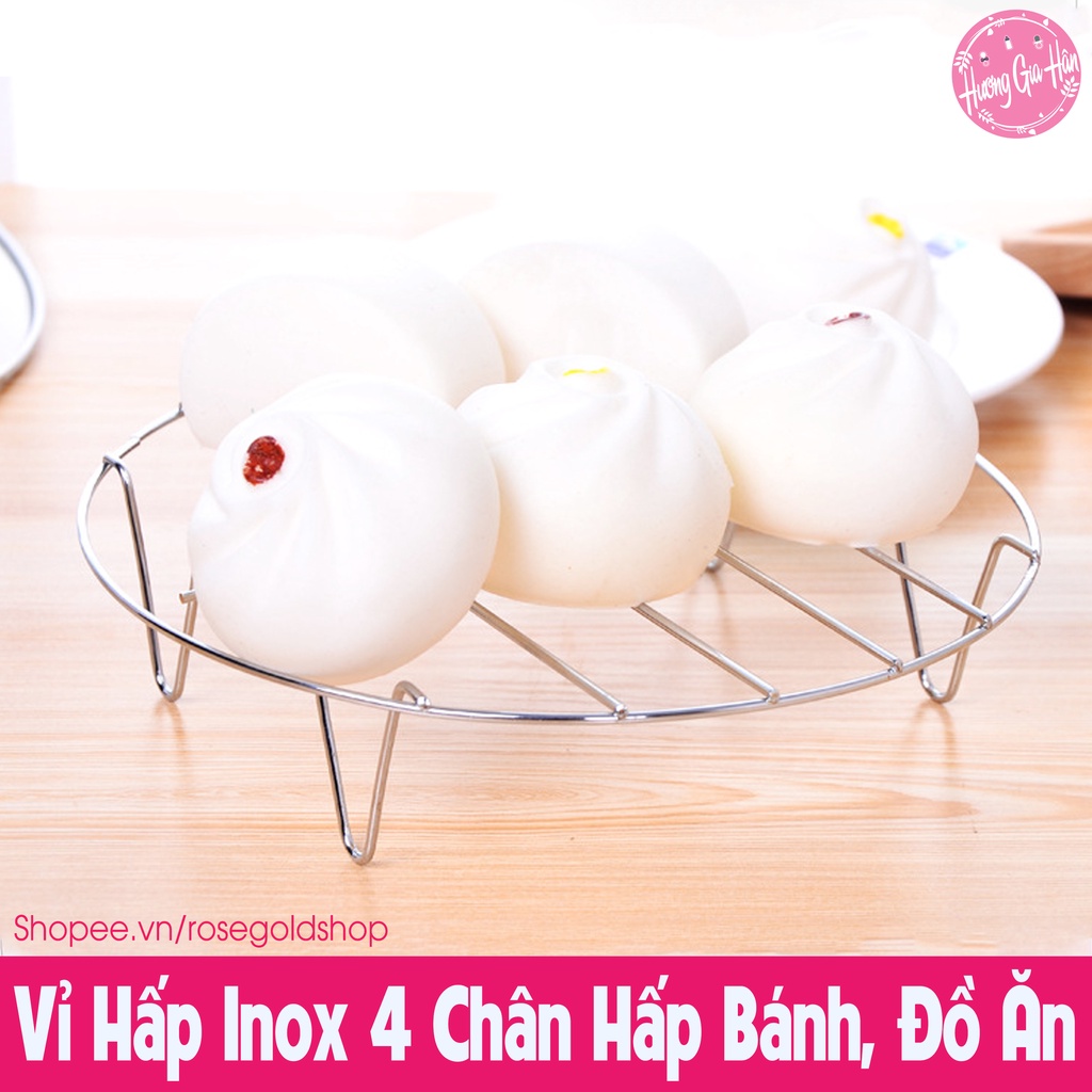 Vỉ Hấp Inox Đa Năng Size 20*5 cm 4 Chân Hấp Bánh, Bánh Bao, Đồ Ăn