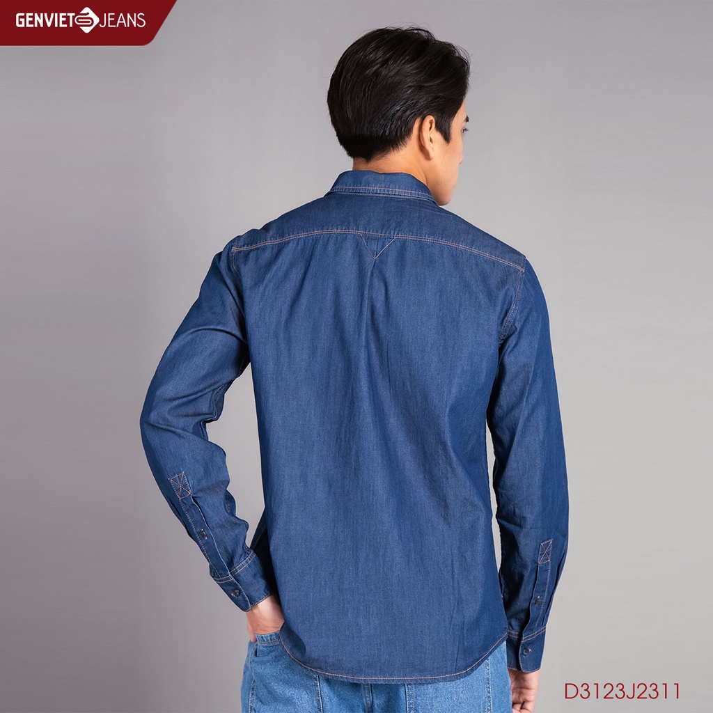 [Mã FATOP12 giảm 30K đơn 150K] Áo Sơ Mi Jeans Nam GENVIET Chất Bò Mềm Cao Cấp D3123J2311