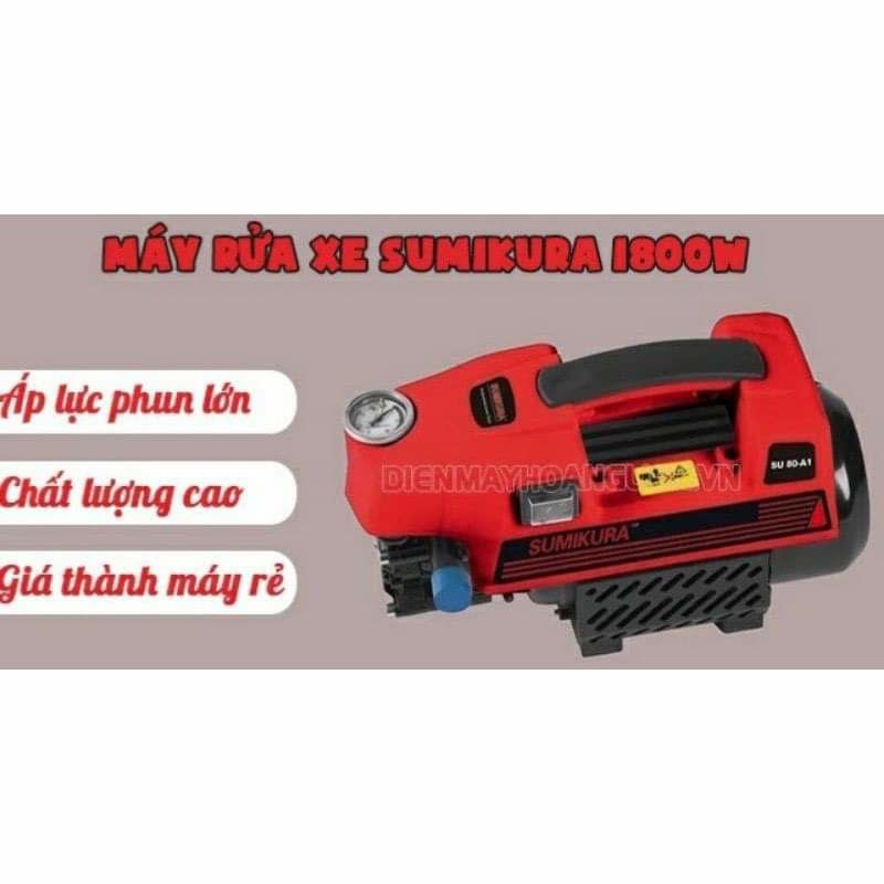 Máy rửa xe Sumikura 1800w, hàng chính hãng, bảo hành 12 tháng