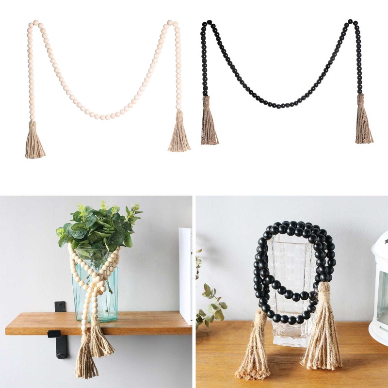 Chuỗi Hạt Gỗ Tua Rua / Dây Thừng Bện Thủ Công Độc Đáo