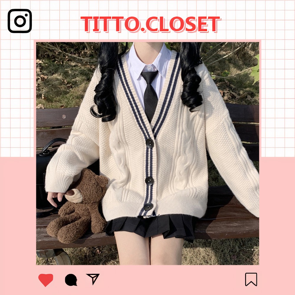 Áo Cardigan Len Thừng Viền Đen - Titto Closet | BigBuy360 - bigbuy360.vn