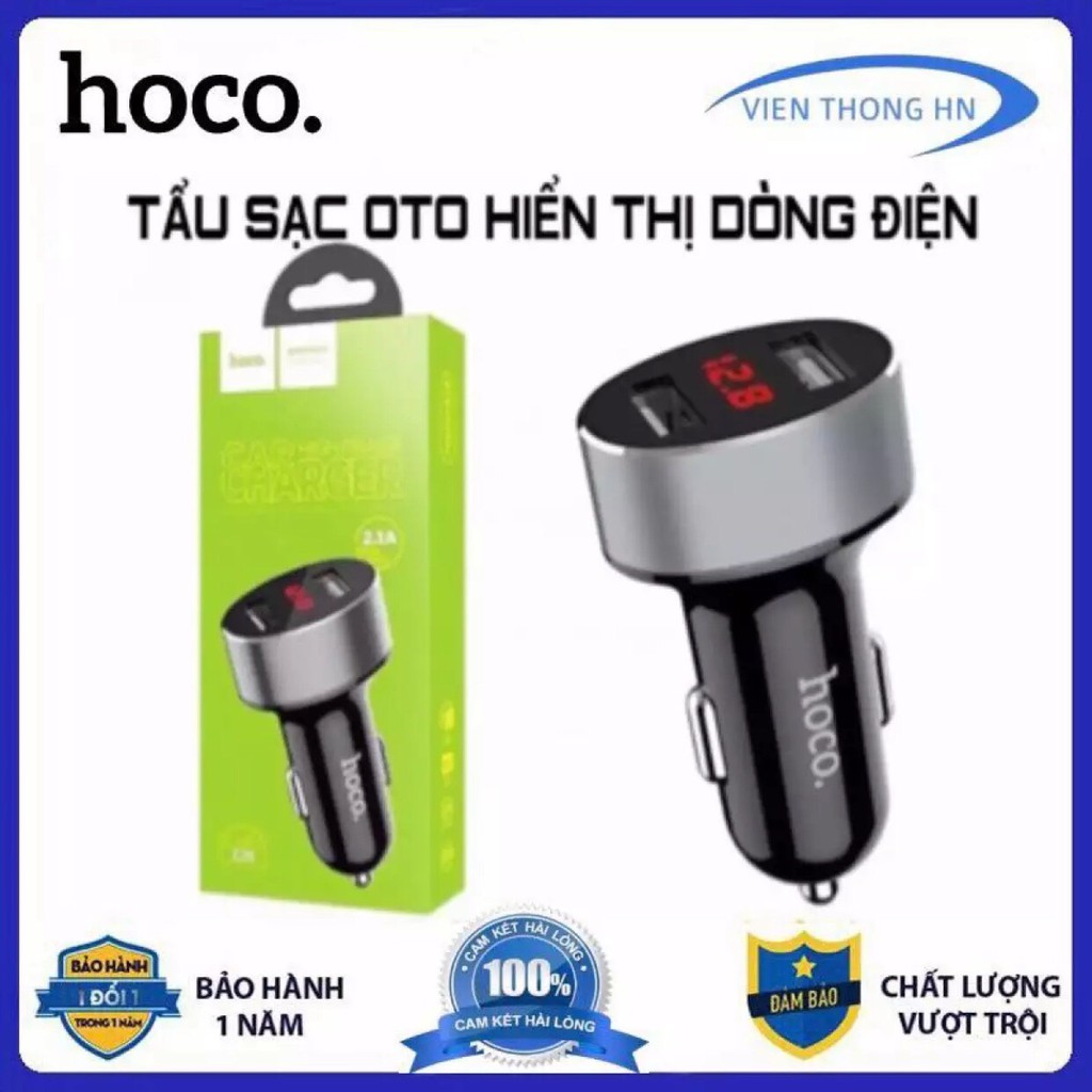 Tẩu sạc nhanh 3 cổng sạc trên oto hoco - cốc sạc nhanh xe hơi ô tô 3 cổng hoco - vienthonghn