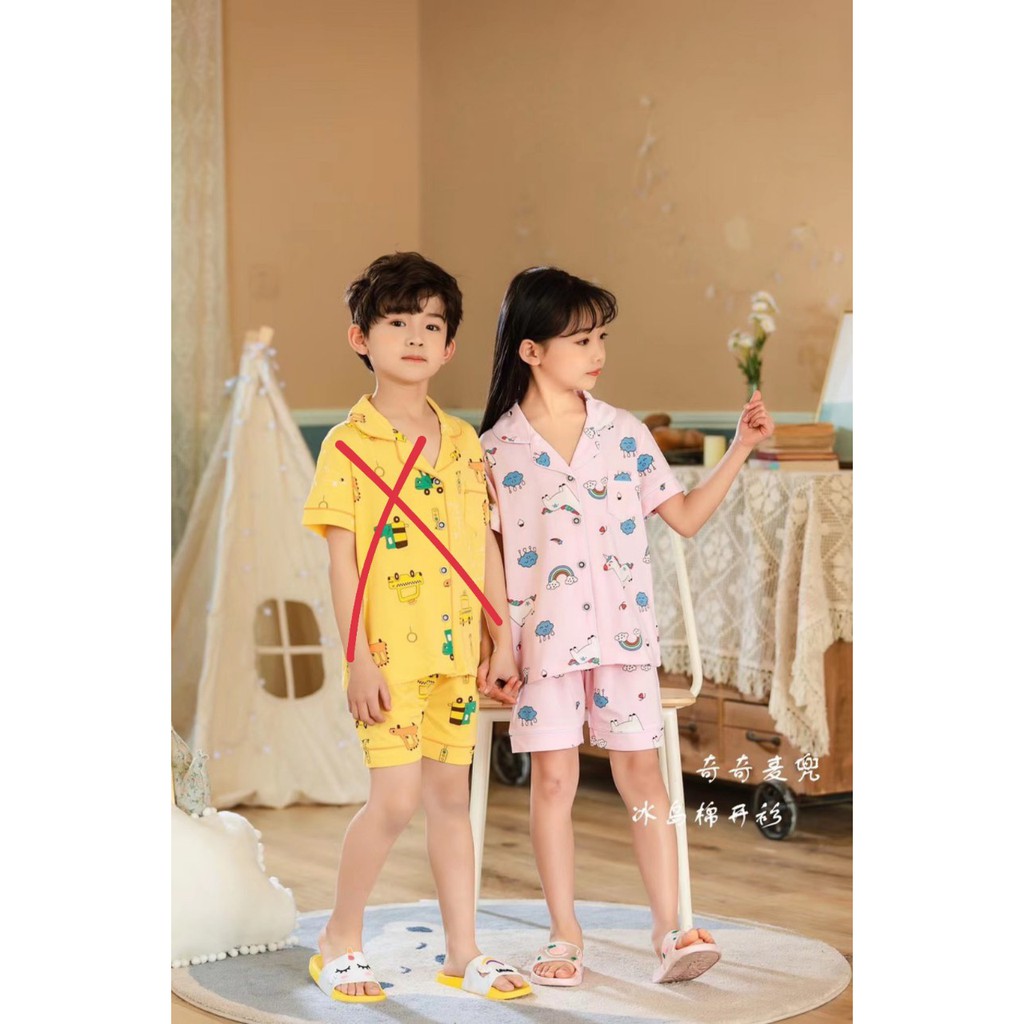 Bộ Pijama cộc tay in hình xuất Hàn gái 7-14 tuổi