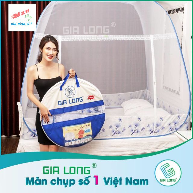 (HÀNG CAO CẤP) MÀN CHỤP ĐỈNH VUÔNG CÓ CHÂN VIỀN VẢI CAO CẤP GIA LONG BẢO HÀNH CHÍNH HÃNG 1 NĂM