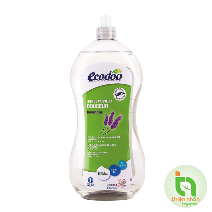 Nước rửa chén hương Lavender Ecodoo 1L (hữu cơ sinh học) (đậm đặc) Organic Gentle lavender dishwashing liquid