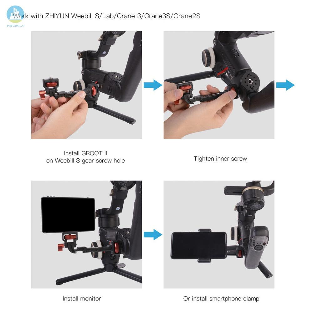 MI   DF DIGITALFOTO GROOT II Gimbal Stabilizer Rotatable Extension Bracket with 1/4 Inch Screw Cold Shoe Mount Phone Clamp for Mounting Monitor Microphone LED light Smartphone Compatible with Ronin S/SC zhiyun Weebill S/Lab/Crane 3S/Crane 2S